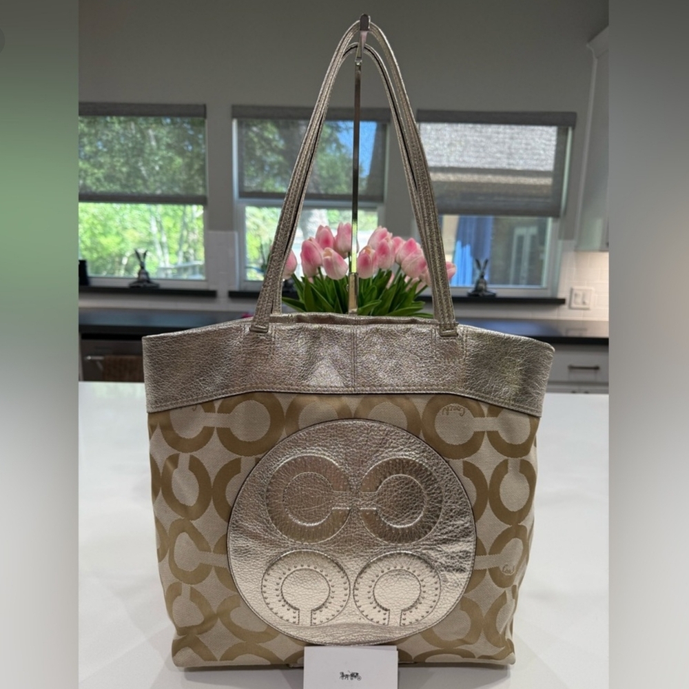 COACH Metallic Designer Tote Bag